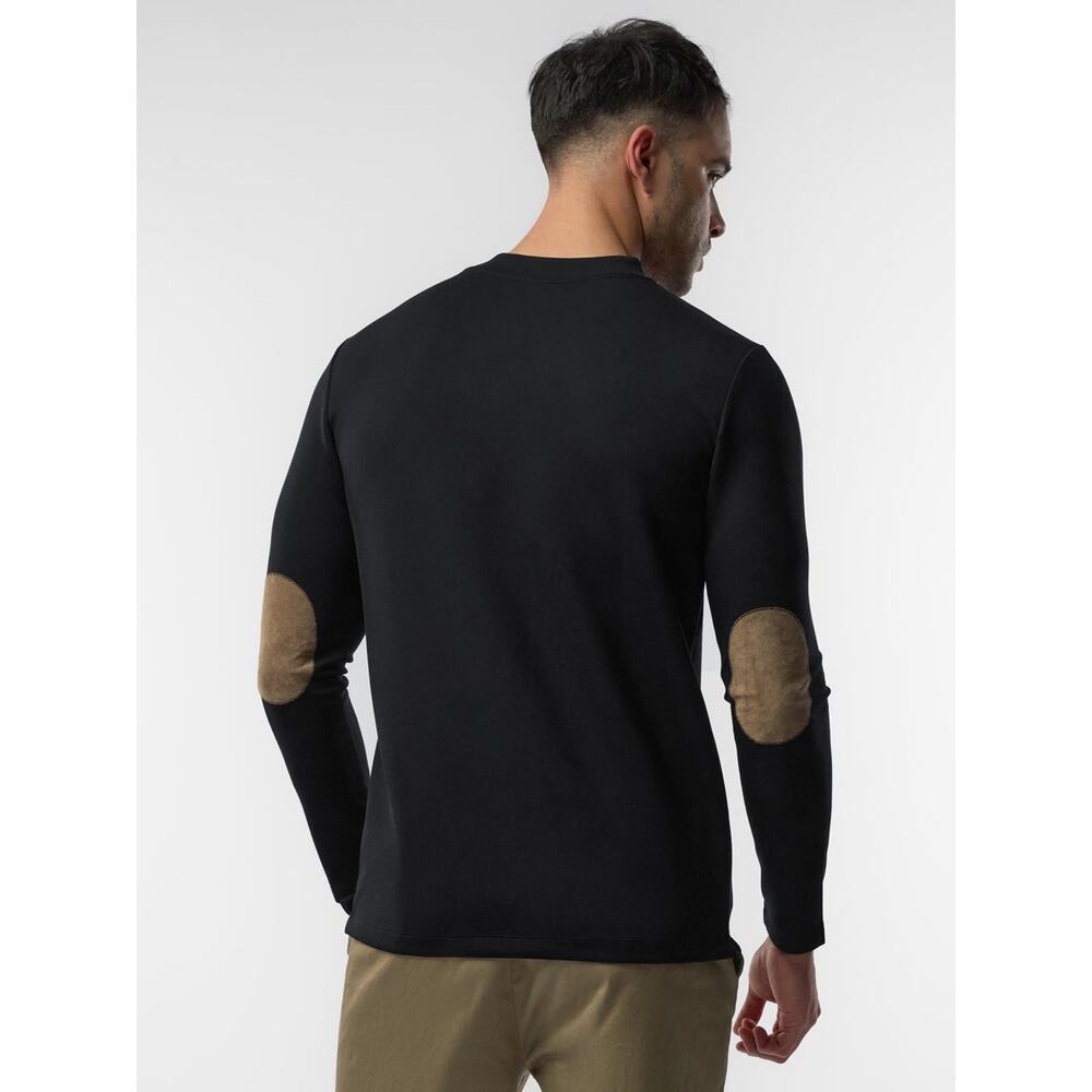 Fioboc Mens Black Tencel Micro Sweatshirt Elbow Patches Small NWT